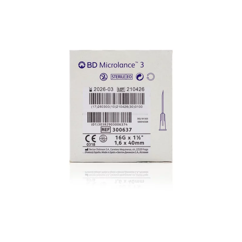 BD Microlance™ Hypodermic Needle, 16 G (white), 40 mm, 1½"