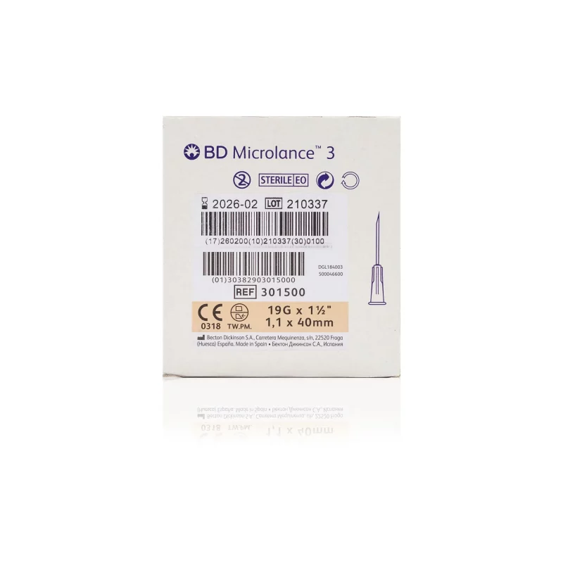 BD Microlance™ Hypodermic Needle, 19 G (cream), 40 mm, 1½"