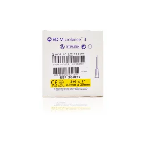 BD Microlance™ Hypodermic Needle, 20 G (yellow), 25 mm, 1"