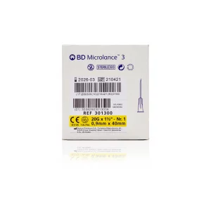 BD Microlance™ Hypodermic Needle, 20 G (yellow), 40 mm, 1½"
