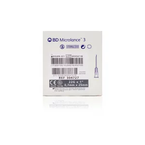 BD Microlance™ Hypodermic Needle, 22 G (black), 25 mm, 1"