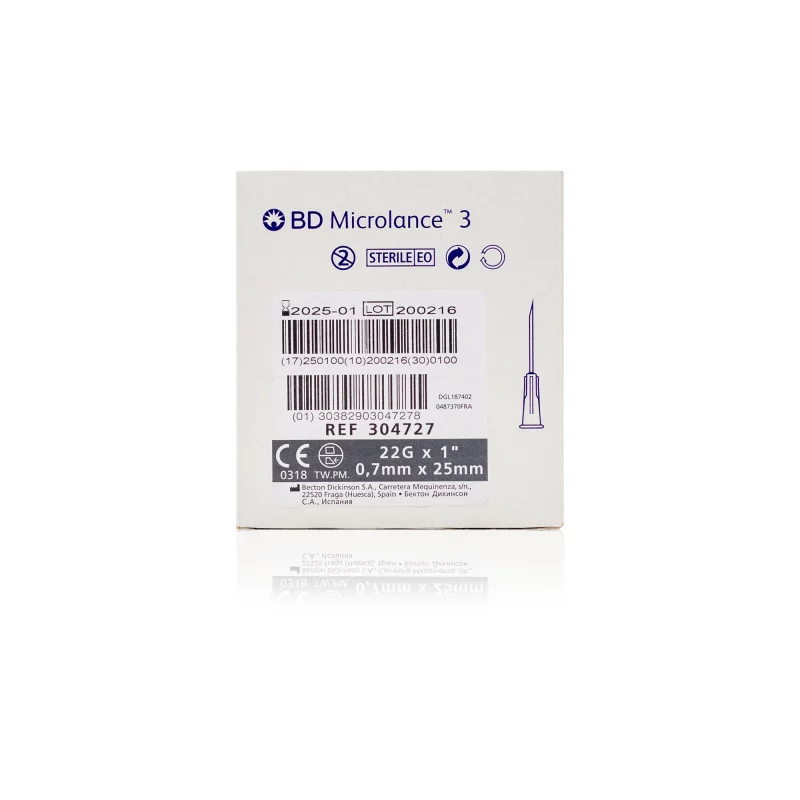 BD Microlance™ Hypodermic Needle, 22 G (black), 25 mm, 1"