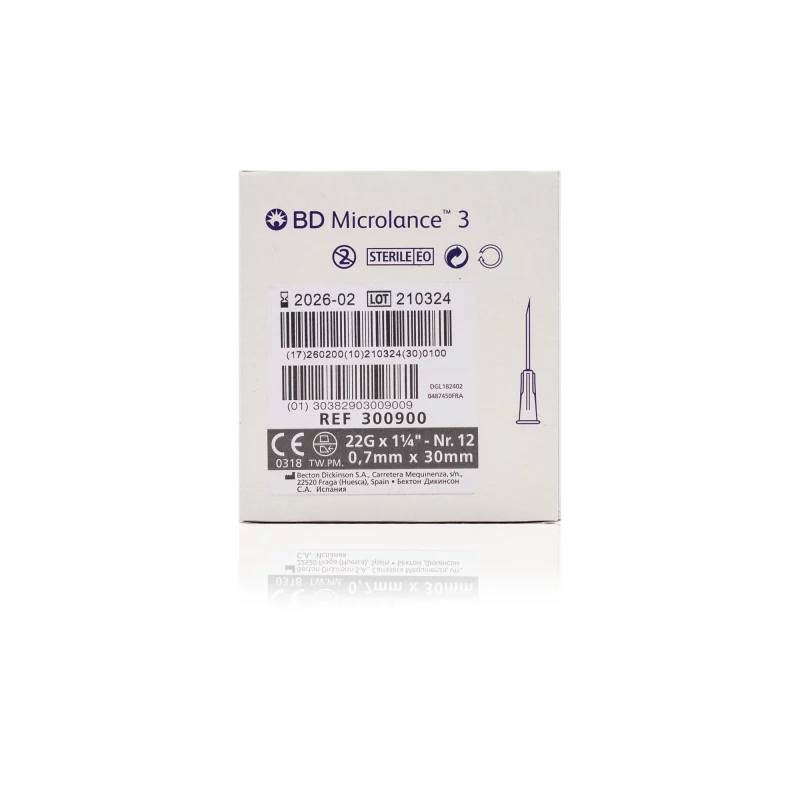 BD Microlance™ Hypodermic Needle, 22 G (black), 30 mm, 1¼"