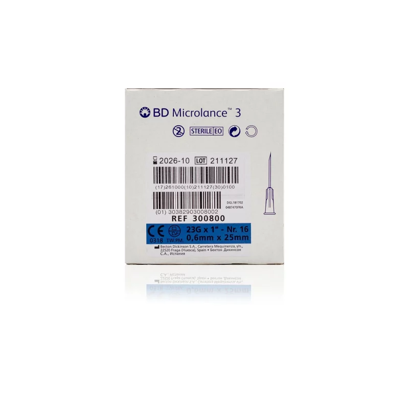 BD Microlance™ Hypodermic Needle, 23 G (blue), 25 mm, 1"