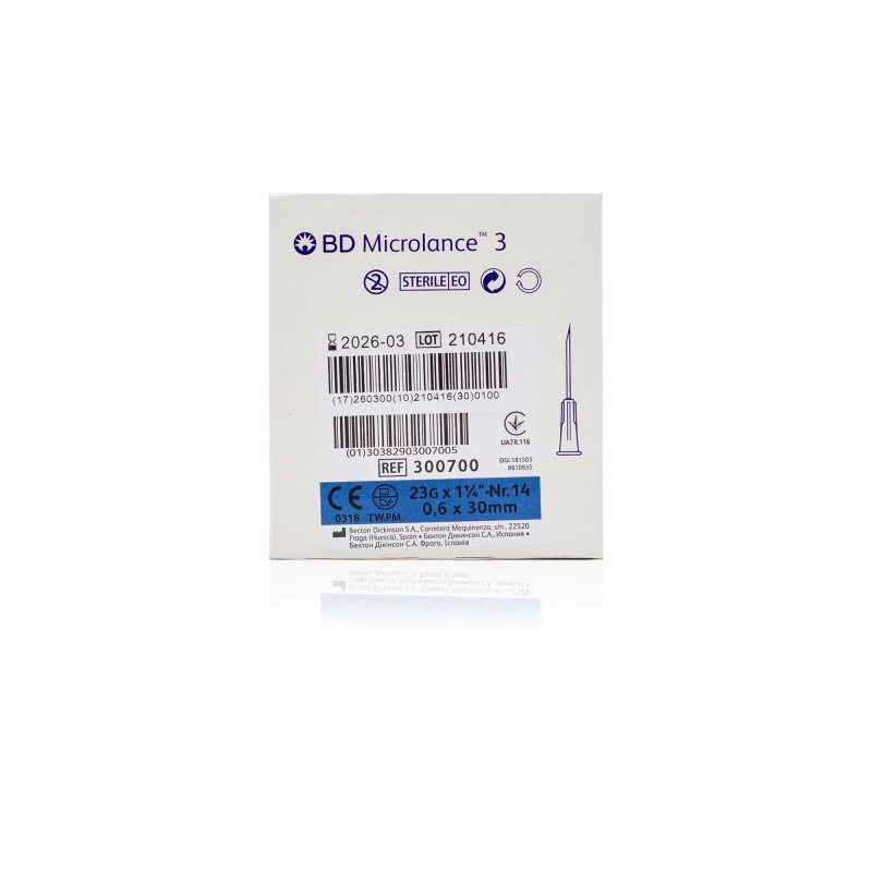 BD Microlance™ Hypodermic Needle, 23 G (blue), 30 mm, 1¼"