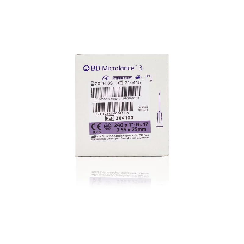 BD Microlance™ Hypodermic Needle, 24 G (violet), 25 mm, 1"