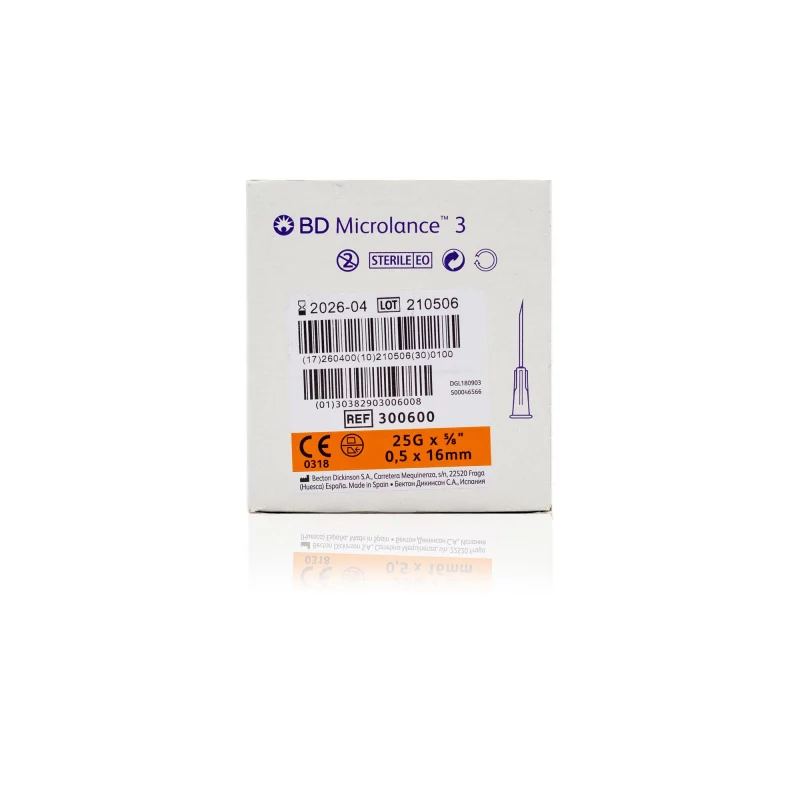 BD Microlance™ Hypodermic Needle, 25 G (orange), 16 mm, 5/8",