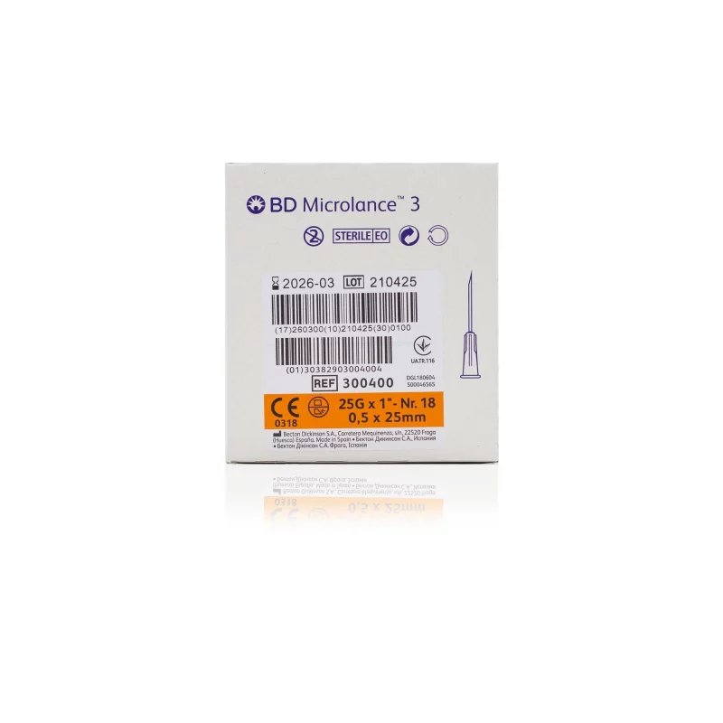 BD Microlance™ Hypodermic Needle, 25 G (orange), 25 mm, 1"